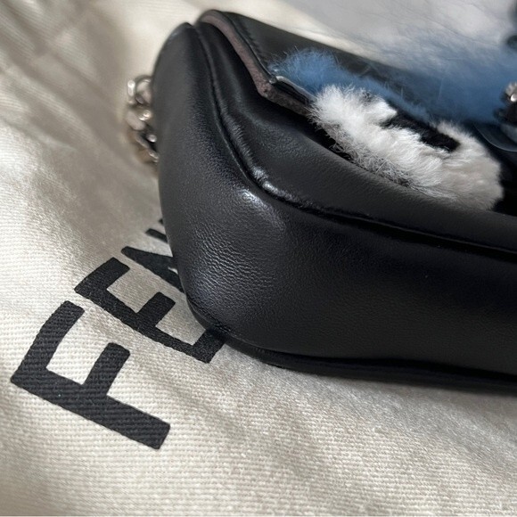 FENDI Micro Baguette Monster Pouch Clutch Bag Napa Leather Black - Picture 11 of 14
